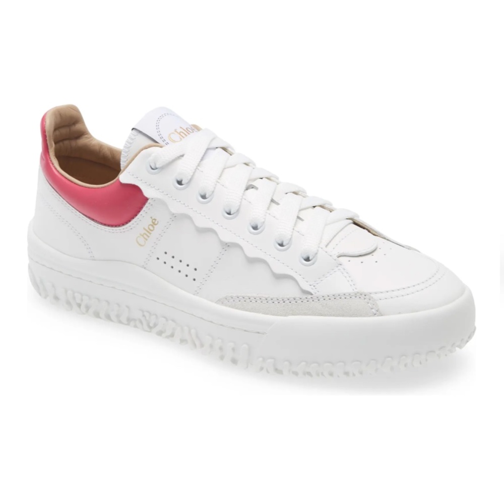 NIB $525 CHLOร Franckie Low Top Sneaker in White / Pink - size 39!